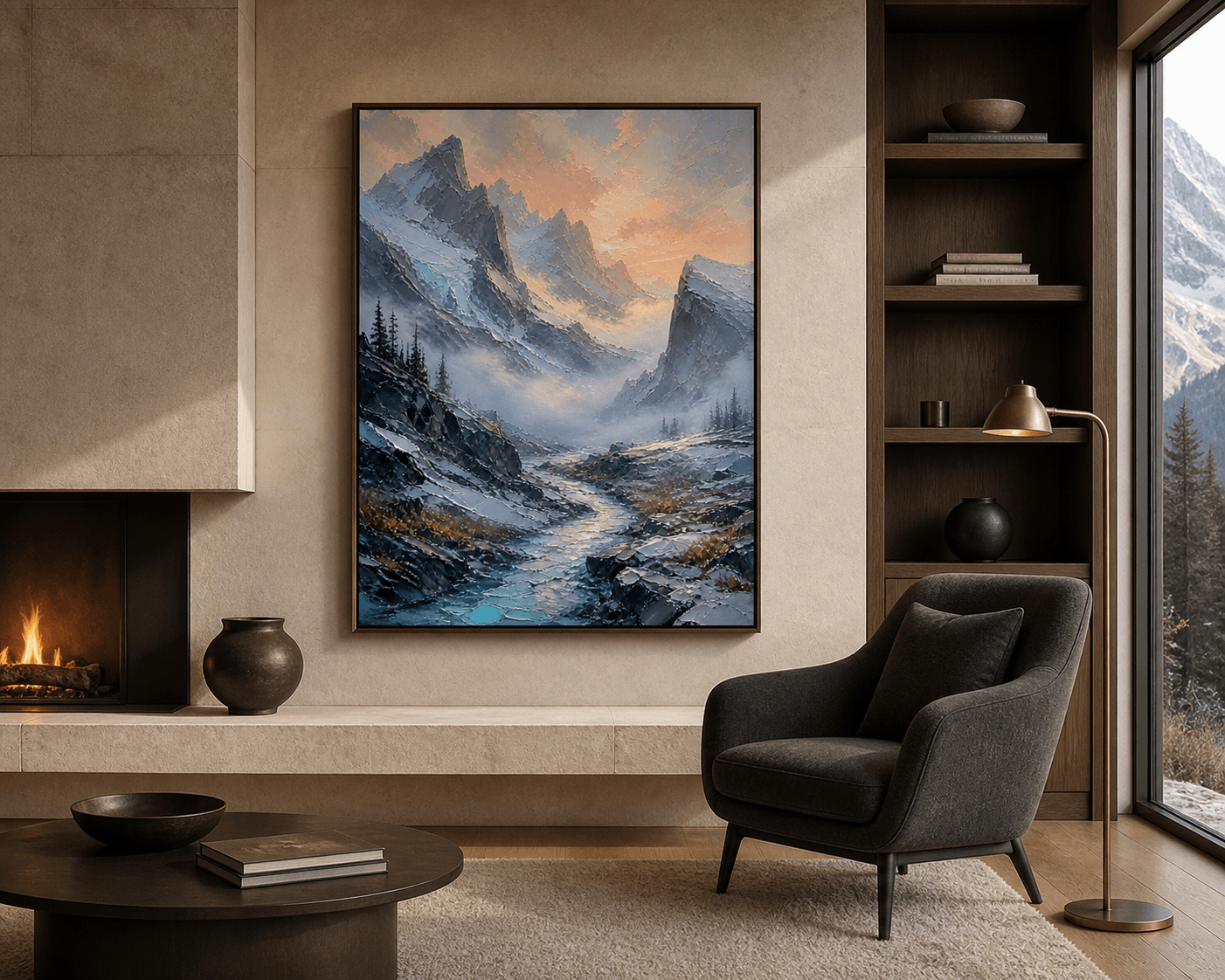 Glacier Dawn displayed in a styled home interior