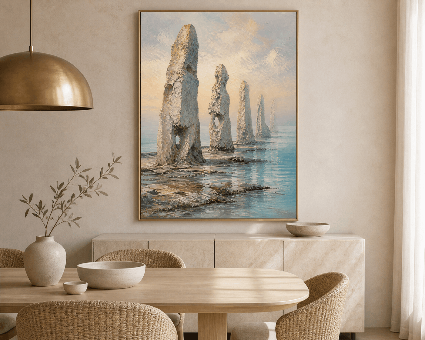 Tidal Monoliths displayed prominently in a styled home interior