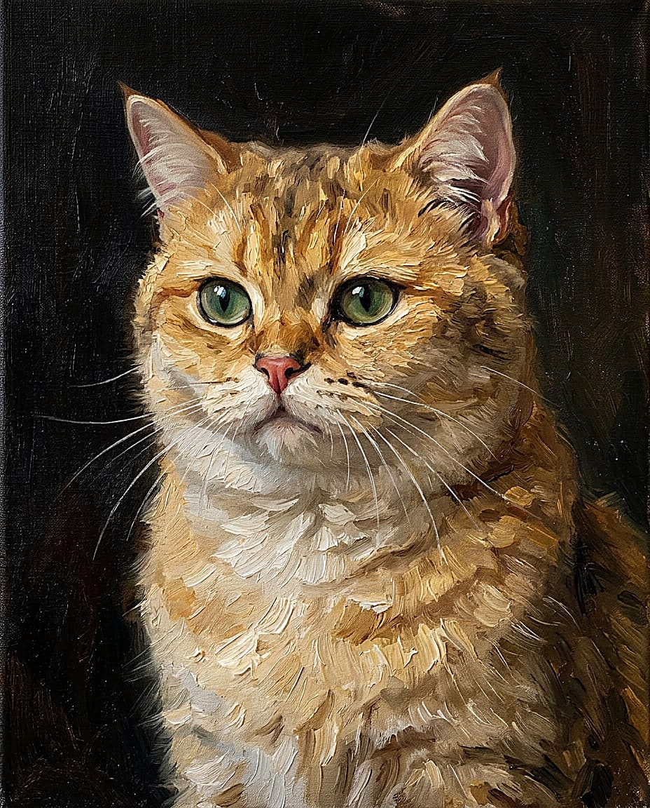 Studio oil portrait — warm tones