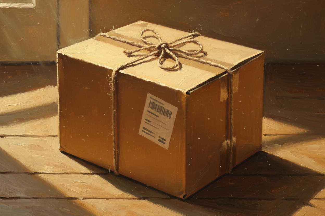A parcel wrapped in twine